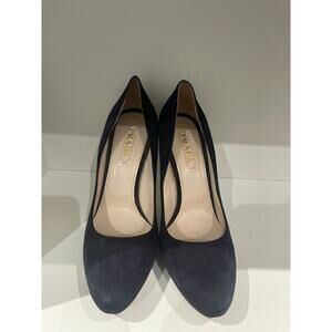 Prada Navy Blue Suede Pointed Toe Pumps